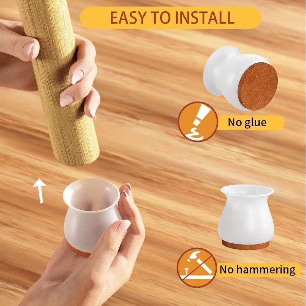 "Happy Floors, Happy Home – Silent Sliding Chair Pads" (Pack of 4)