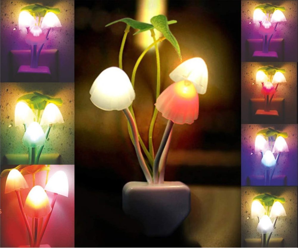 "Rainbow at Your Fingertips! β 7-Color LED Mushroom Light" ππ